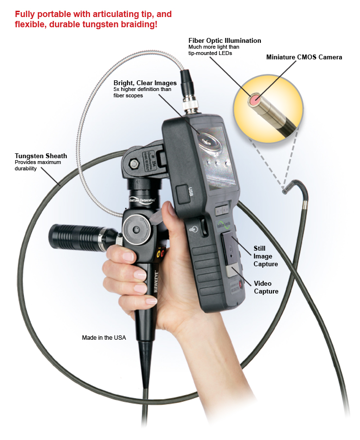 Hawkeye Pro Flexible Video Borescopes by Gradient Lens Corporation